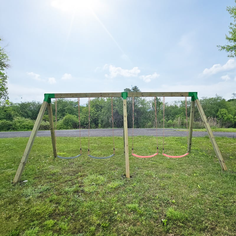 Heavy-Duty Durable and Rust Resistant Steel Swing Brackets for Backyard Playground Set Wooden Swing, Green