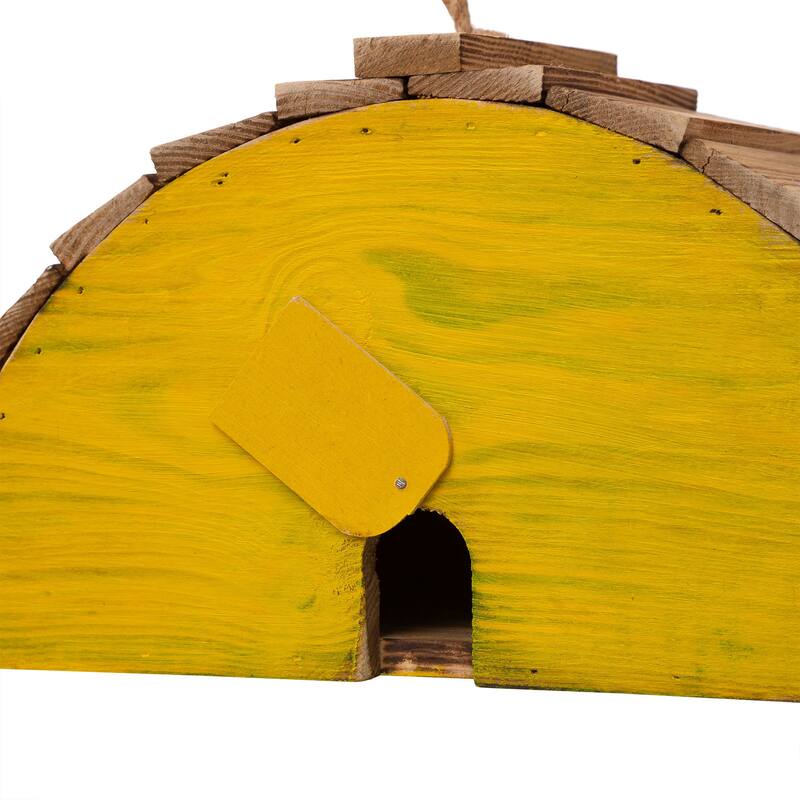 Glitzhome 11"H Distressed Solid Wood Watermelon Hanging Garden Birdhouse