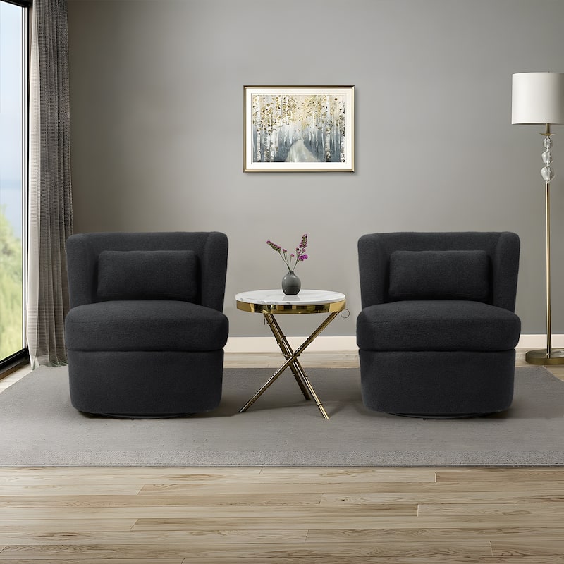 Upholstered Swivel Barrel Accent Chair (Set of 2)