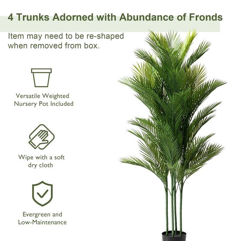 Glitzhome 3ft-6ft Set of 2 Artificial Olive Trees/ Bamboo/ Ficus with Ceramic Planters Real Touch