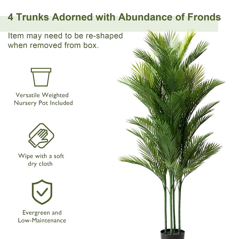 Glitzhome 5ft Artificial Palm Tree Faux Tropical Areca Floor Plant in Pot - 28"D x 60"H