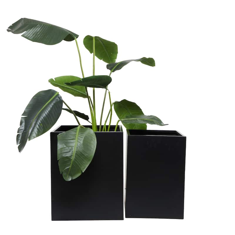 Metal Indoor Outdoor Planter - Set of 2 Black or White - CosmoLiving by Cosmopolitan