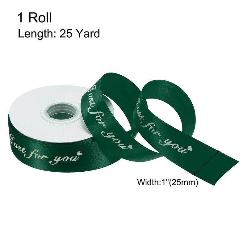1" 25 Yard Valentine Printed Satin Ribbon Wedding Grosgrain Ribbons - 1" x 25 Yard - Army Green
