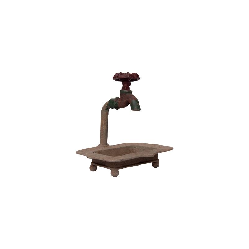 Cast Iron Soap Dish with Miniature Faucet Detail