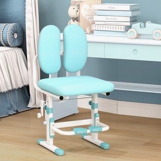 Height-Adjustable Kids Desk Chair with Double Back Support & Footrests