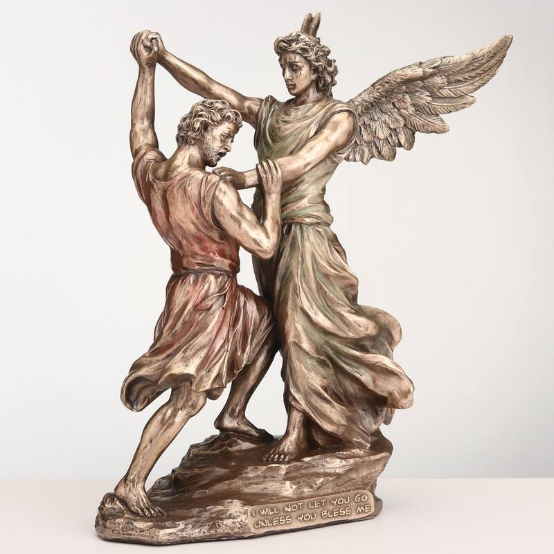 9.45 inches Height Cold Cast Bronze Jacob Wrestling with God Bronze Finish Figurine