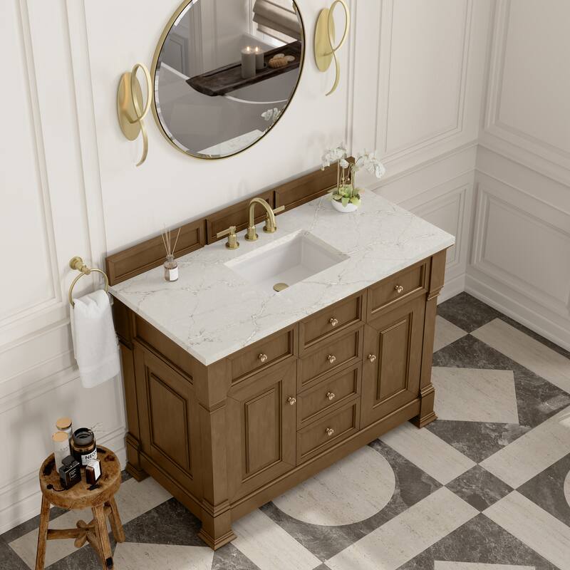 Brookfield 48" Single Vanity, Honey Oak w/FreePower Wireless Charger