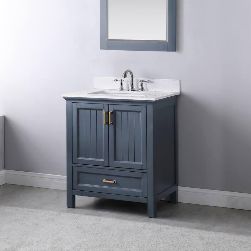 Altair Isla Single Bathroom Vanity Set and Aosta White Countertop without Mirror