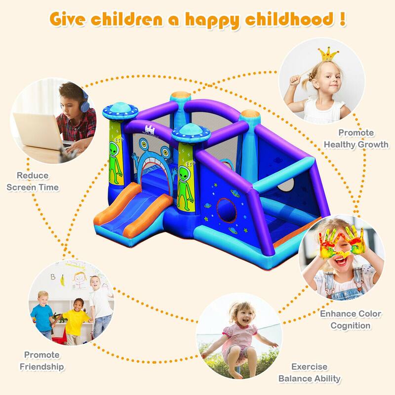 Gymax Inflatable Bouncer Alien Bounce HouseKids Jump Slide Ball Pit w/ - 11 ft x 8.5 ft x 6 ft (L x W x H)
