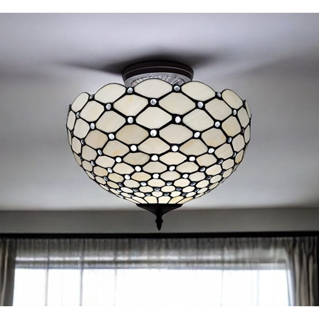Black and white tiffany ceiling light top