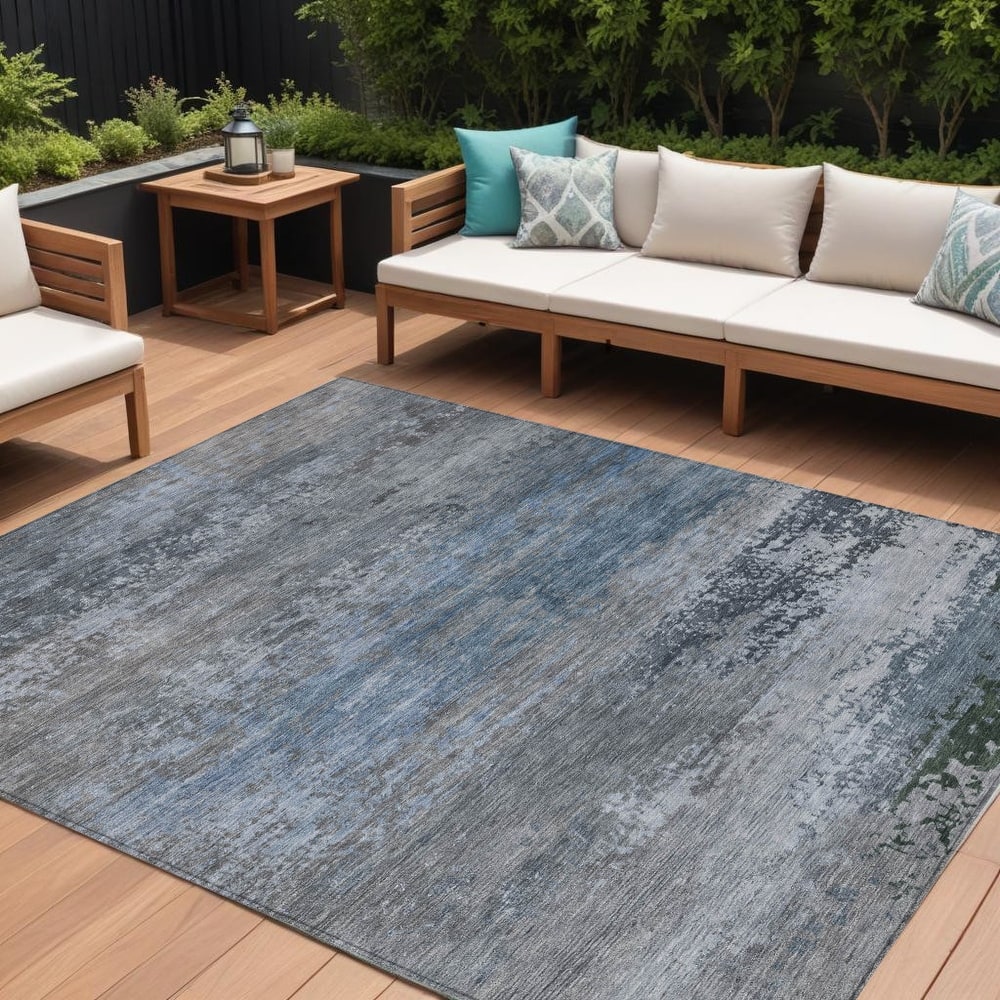 HomeRoots Abstract Transitional Rectangle Outdoor Rug