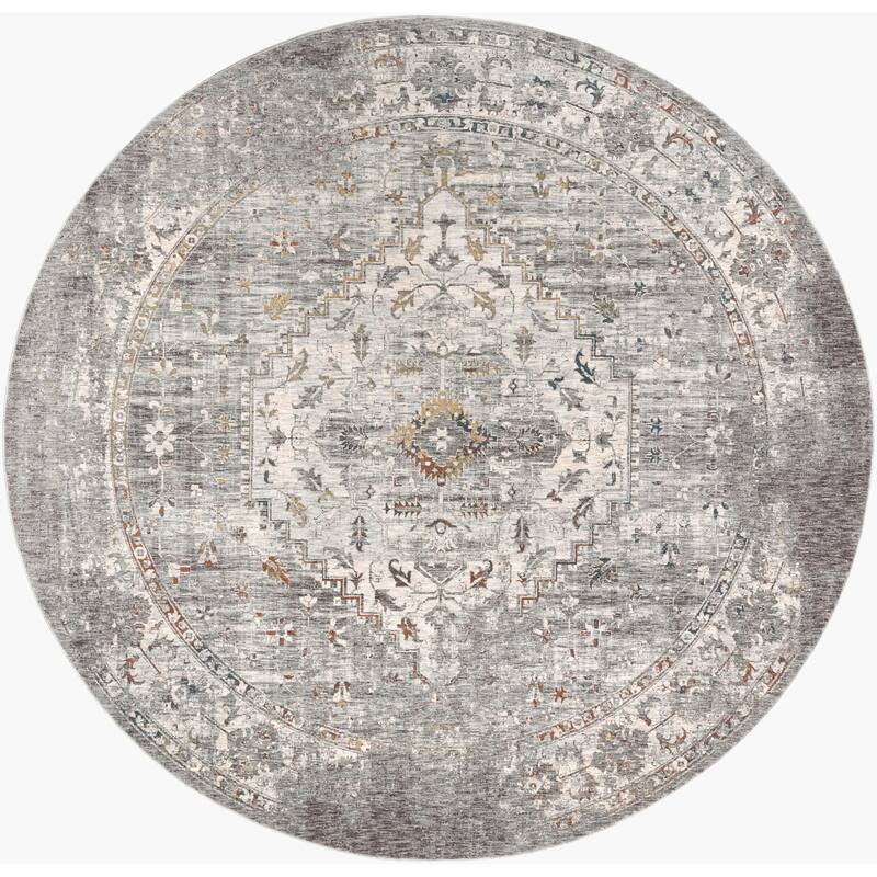 Livabliss Traditional Presidential Medallion Area Rug - 7'10" x 7'10" Round - Grey