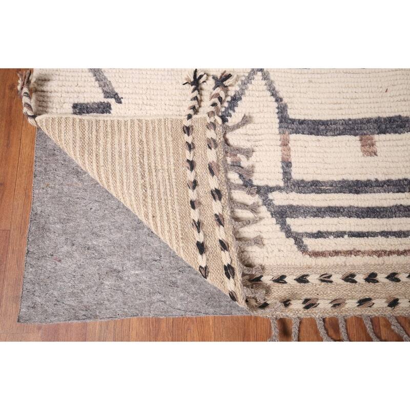 All-Over Abstract Moroccan Large Oriental Rug Handmade Wool Carpet - 9'11"x 14'5"