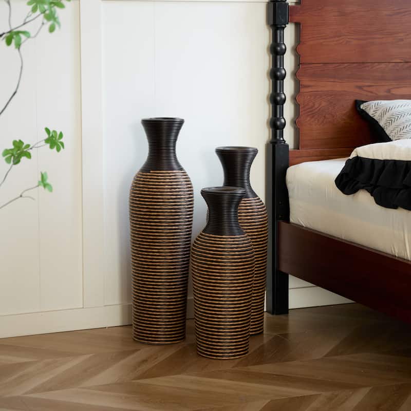 3-Piece Set Decorative Floor Vases, Floor Vases With High Independent Flower Racks, Artificial Vine Vases, Pvc Floor Vases