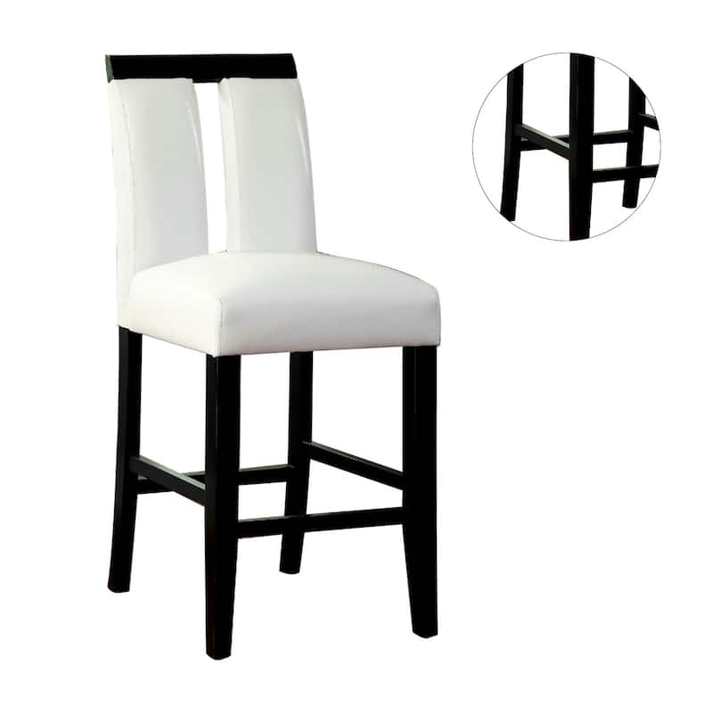 Set of 2 Leatherette Dining Chairs in Black and White - Counter Height