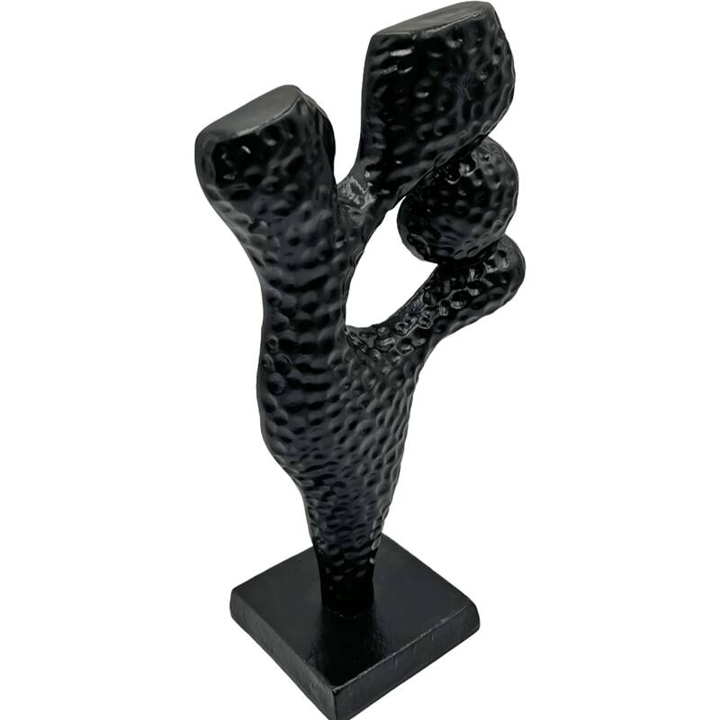 14 Inch Tall Decorative Handmade Aluminum Abstract Sculpture in Black - 8 x 4 x 14 in