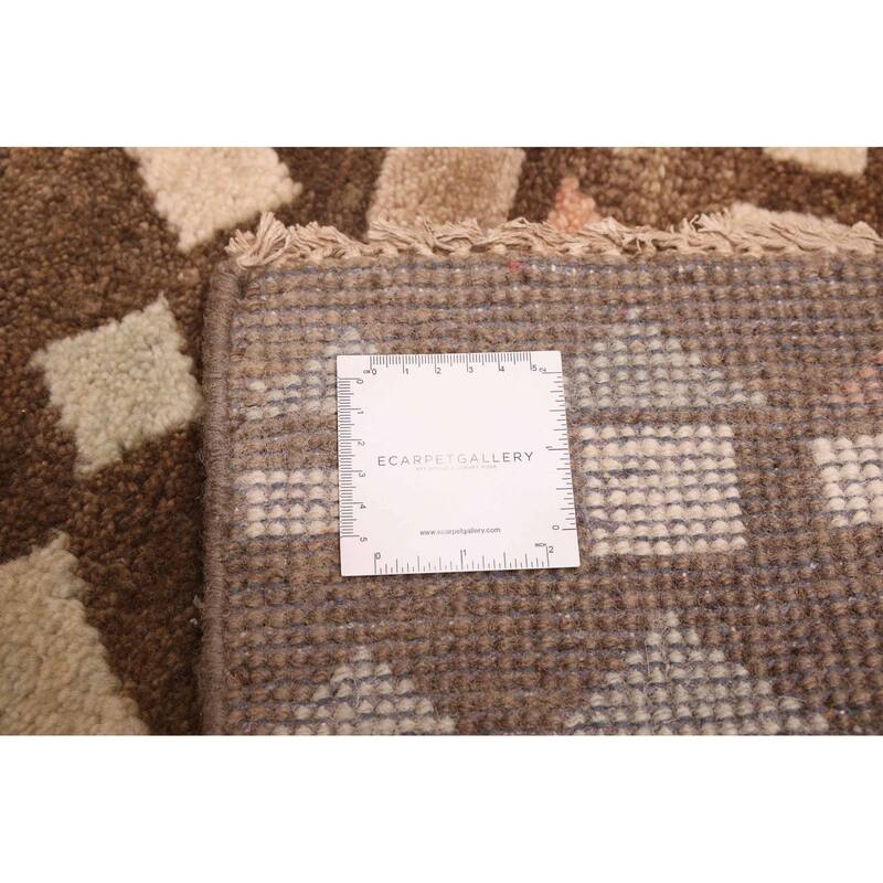 ECARPETGALLERY Hand-knotted Tangier Dark Brown Wool Rug - 8'0 x 9'11