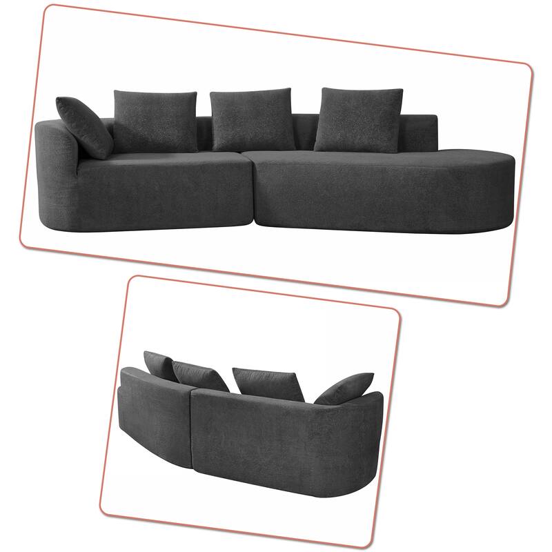 Modern 2-Seater Frame-Free Compressed Polyester Upholstered Sectional Sofa