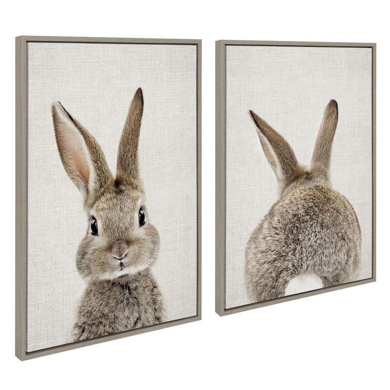 Kate and Laurel Sylvie Bunny Portrait Canvas Art Set by Amy Peterson