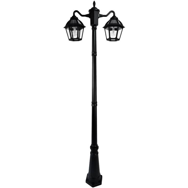 Gama Sonic Polaris 2-Light Black Aluminum Solar LED Outdoor Post Light