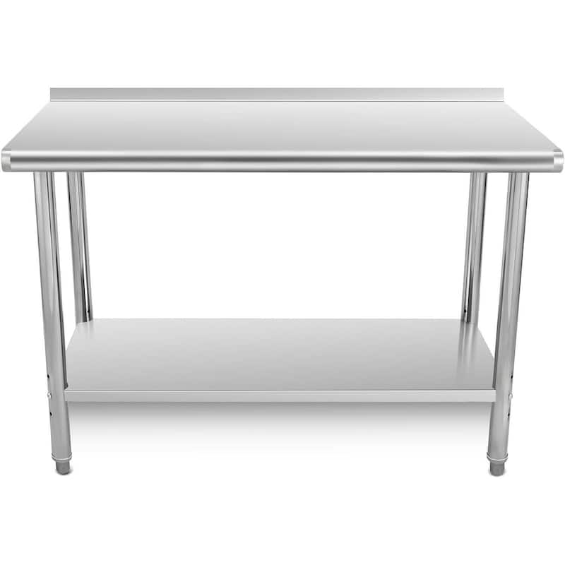 48 x 24 Stainless Steel Prep Table with Under Shelf, Hooks