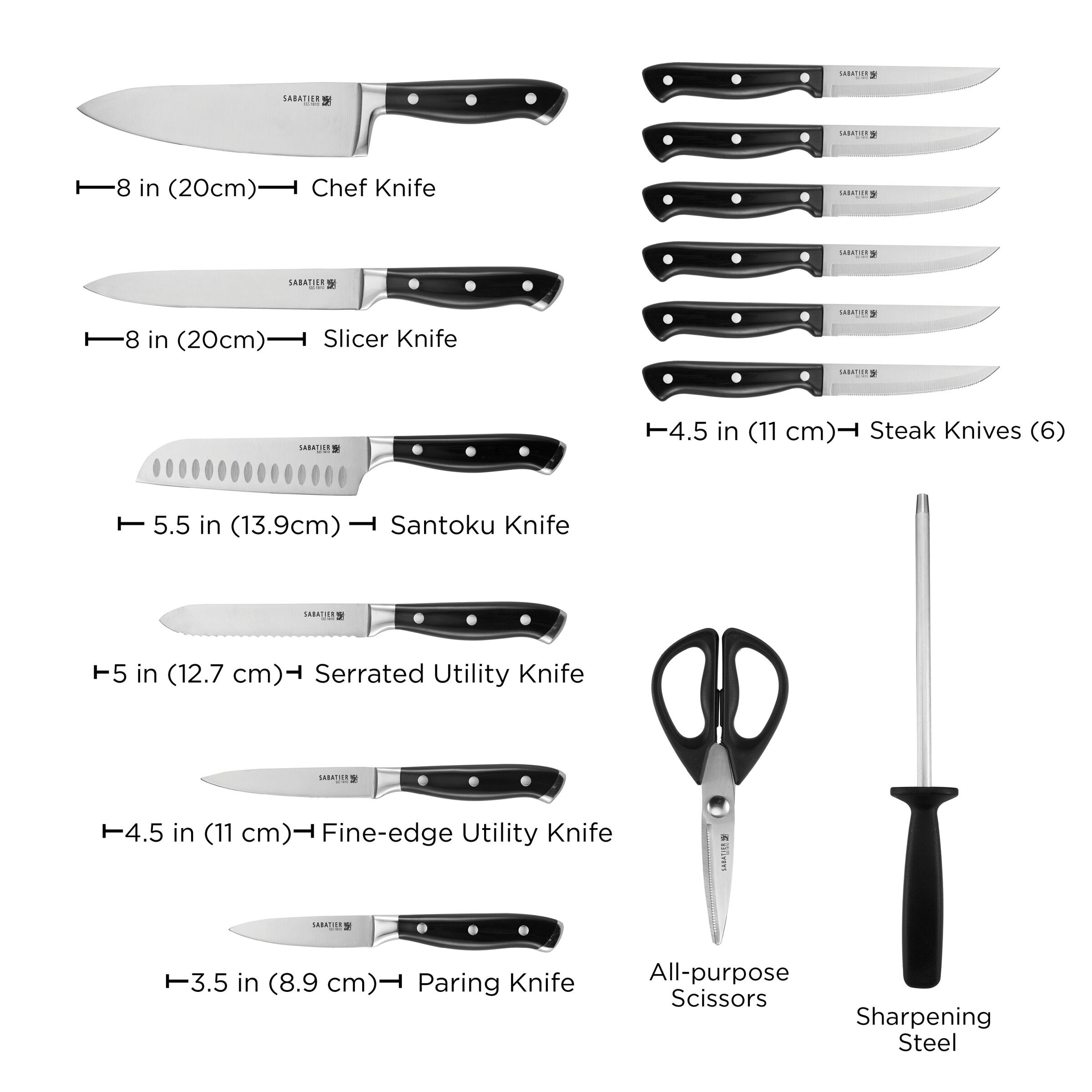  Sabatier Forged Triple-Rivet Santoku Knife with Self