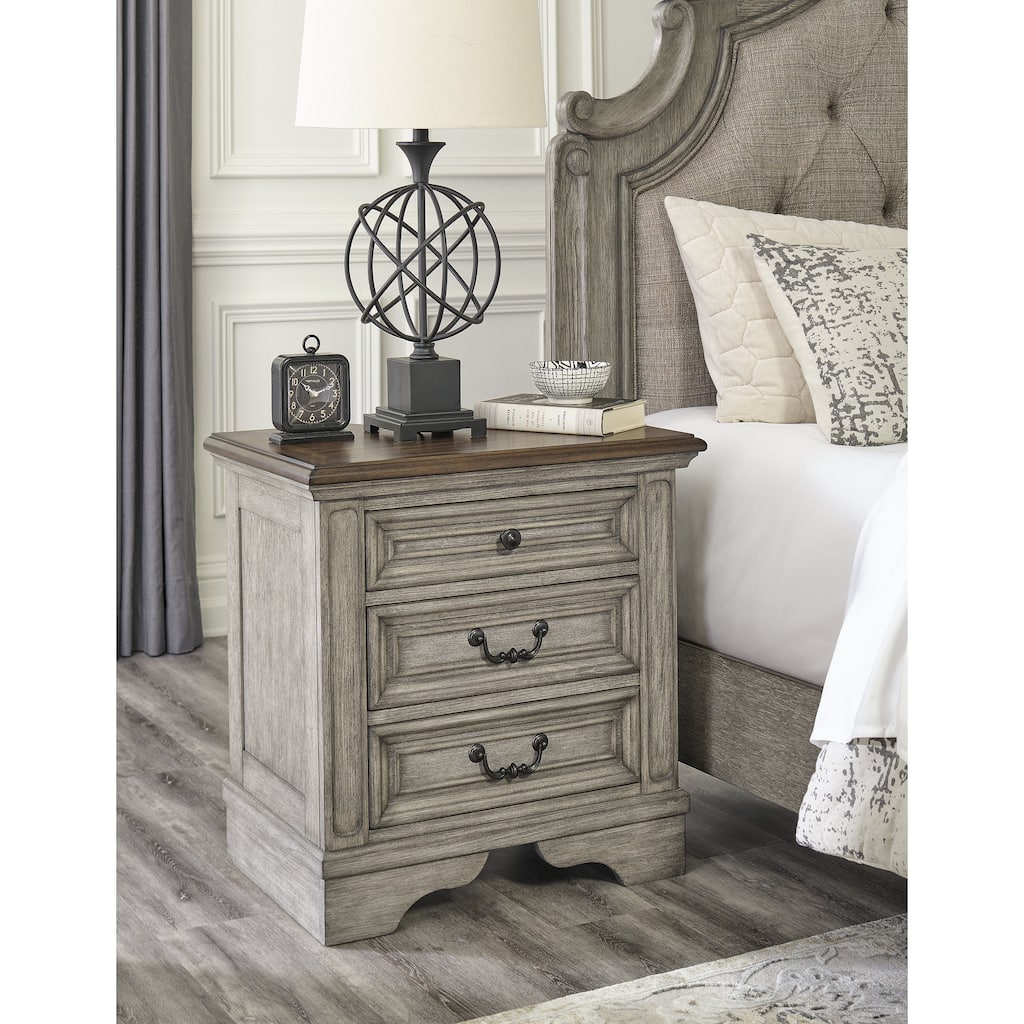 Ashley Furniture Lodenbay Black & Gray 3 Drawer Night Stand with Charging Station