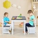 preview thumbnail 17 of 22, Costway 4 PCS Kids Wooden Activity Table & Chairs Set w/Storage Bench - See Details