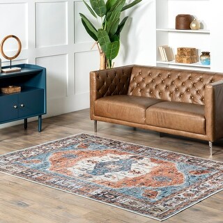 Nuloom Lyra SpinClean Vintage Tribal Machine Washable Area Rug - Bed ...