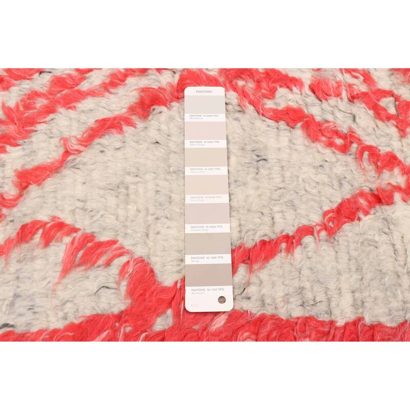 ECARPETGALLERY Hand-knotted Tangier Light Grey, Red Wool Rug - 8'1 x 9'8