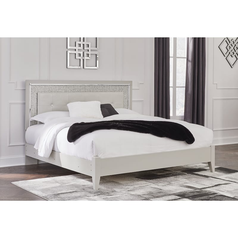Signature Design by Ashley Zyniden Silver King Upholstered Panel Bed