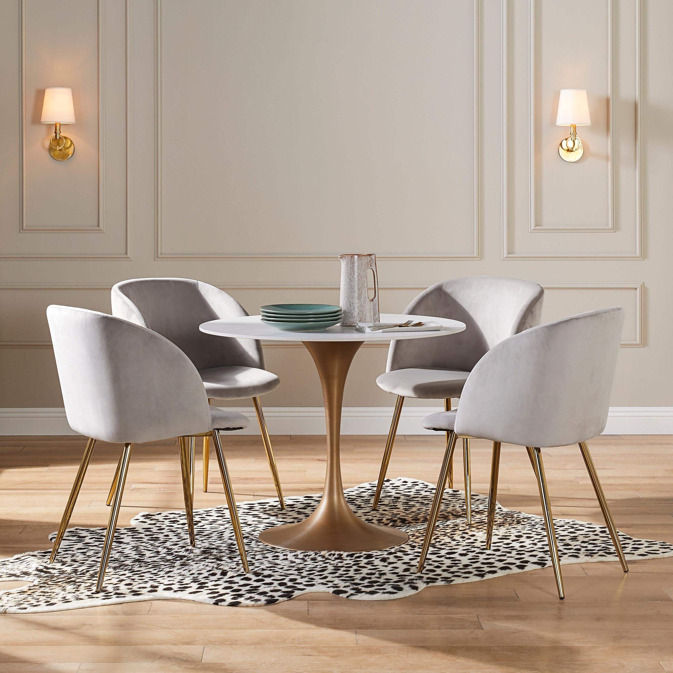 JASIWAY Modern Faux Marble Dining Table with Iron Base