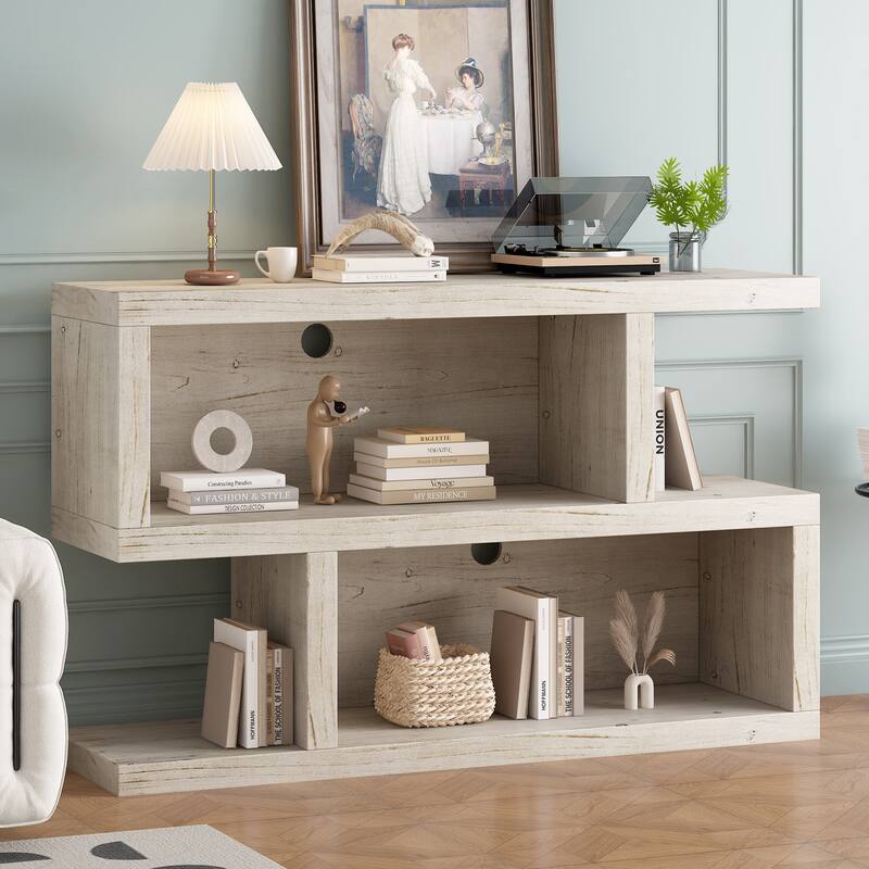 Symmetrical 2-Tier Open Shelf Retro Console Table