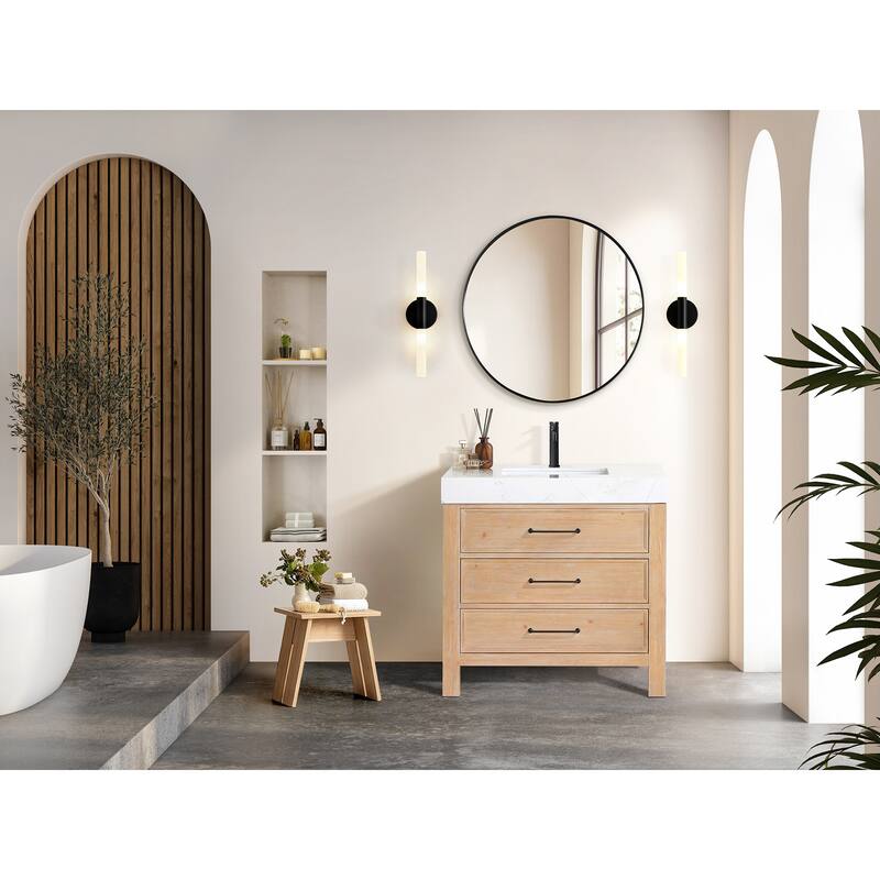 Leon 36 in. Single Bathroom Vanity with Composite Stone Top
