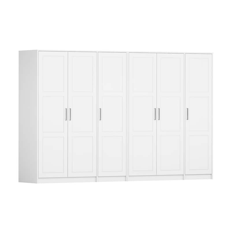 Palace Imports 100% Solid Wood Urban 6-Door Wardrobe with Solid and Mirrored Doors