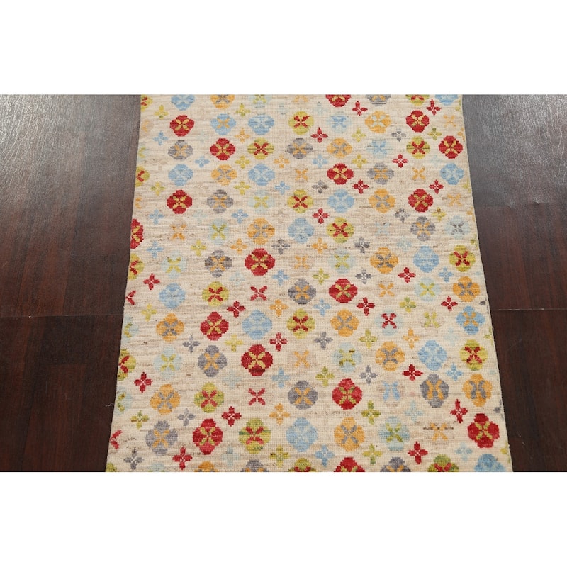 Vegetable Dye Gabbeh Kashkoli Wool Area Rug Hand-knotted Foyer Carpet - 3'2" x 4'10"