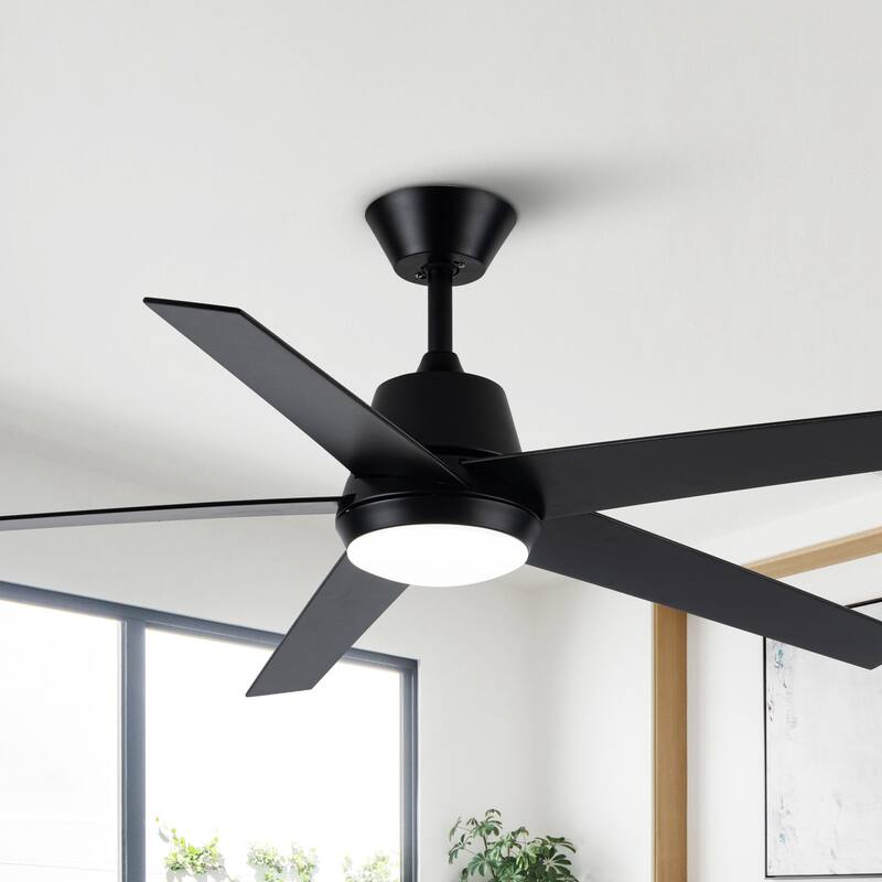 Vaczon 52-inch Modern Black Plywood Integrated LED Ceiling Fan with Light and Remote