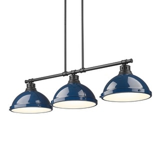Yep by Golden Lighting Duncan 3-light Island Light in Matte Black and Navy Blue shade