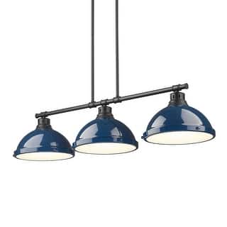 Yep by Golden Lighting Duncan 3-light Island Light in Matte Black and Navy Blue shade