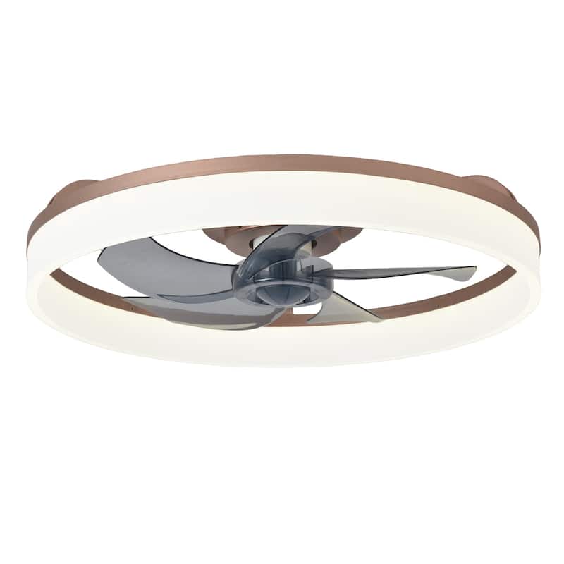Ceiling Fan with Light: Low Profile, App Remote Control, 6-Speed, 3 CCT, Quiet DC Motor, Dimmable LED, 20" /16" - 20-inch - Brown