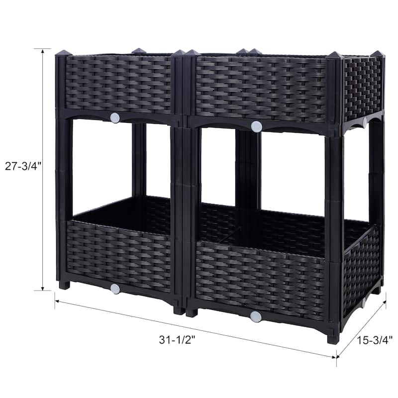 Modern Minimalist Garden Bed with Drainage Plug Raised Bottom Drainage Holes, for Vegetable Flower Herb Outdoor - 8' x 10'