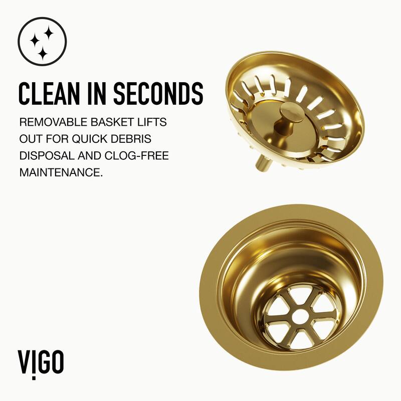 VIGO 3.5" W Kitchen Sink Drain Assembly with Strainer and Basket Stopper