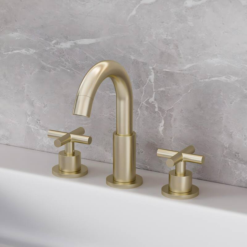 Modland 3-Hole Bathroom Faucet with 360-degree Swivel Spout & CEC Certified, Luxury Brushed Gold
