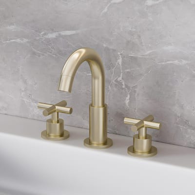 Modland 3-Hole Bathroom Faucet with 360-degree Swivel Spout & CEC Certified, Luxury Brushed Gold