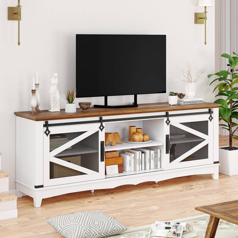 Farmhouse TV Stand 75 Inch Entertainment Center - 75 inches