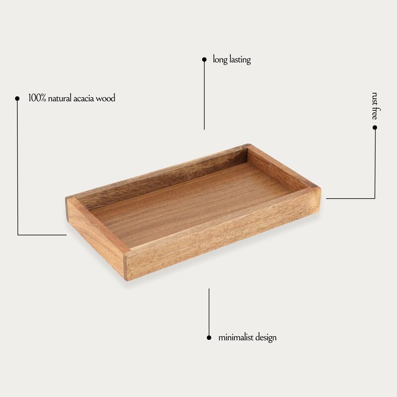 Acacia Wood Bathroom Accessory Set Collection
