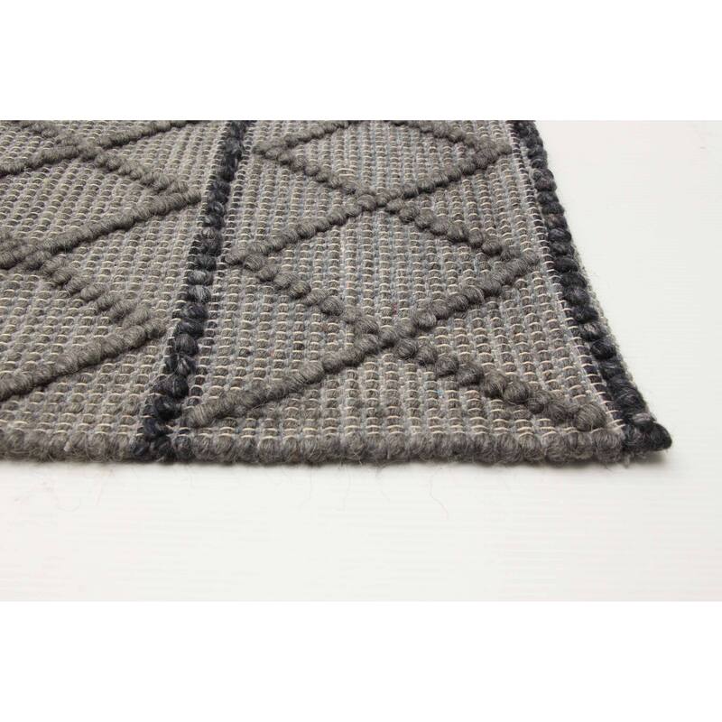 ECARPETGALLERY Braid weave Sienna Grey Wool Rug - 5'10 x 8'9