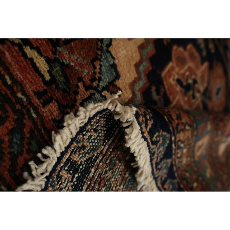 Hand Knotted Oriental 100% Wool Carpet Traditional Floral Navy Blue & Blues Hamedan Area Rug - 6' 6'' X 4' 5''