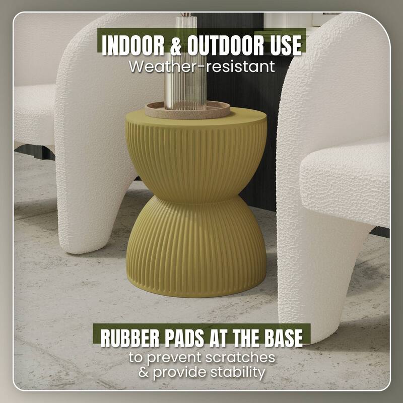 15" Wide Side Table in Painted Fiberstone with Hourglass Design Spire Collection