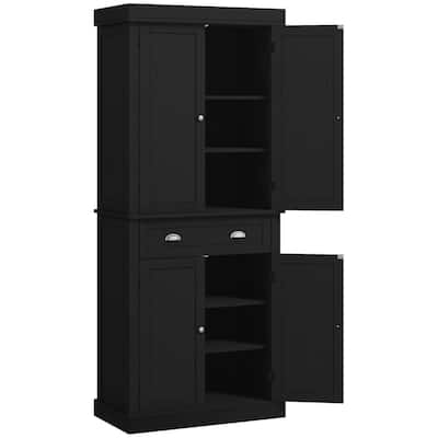 Wood Grain Pantry Cabinet with Drawer and Adjustable Shelves - 30" W x 16" D x 72" H